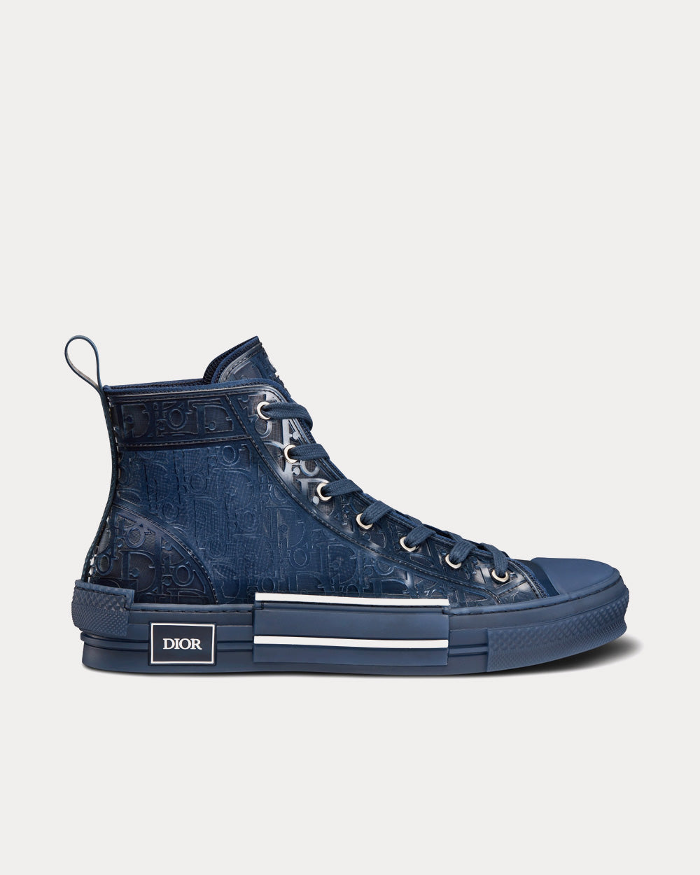 Dior B23 Transparent Canvas with Blue Raised Dior Oblique High Top Sneakers Sneak in Peace