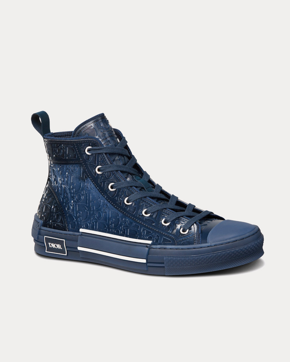 Dior B23 Transparent Canvas with Blue Raised Dior Oblique High Top Sneakers - 3