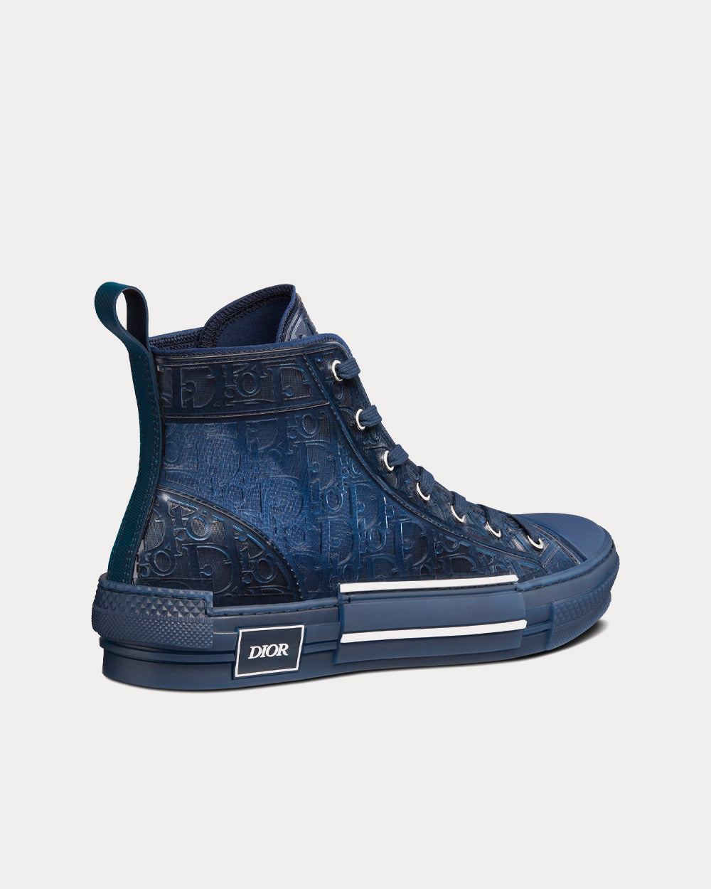 Dior B23 Transparent Canvas with Blue Raised Dior Oblique High Top Sneakers - 4