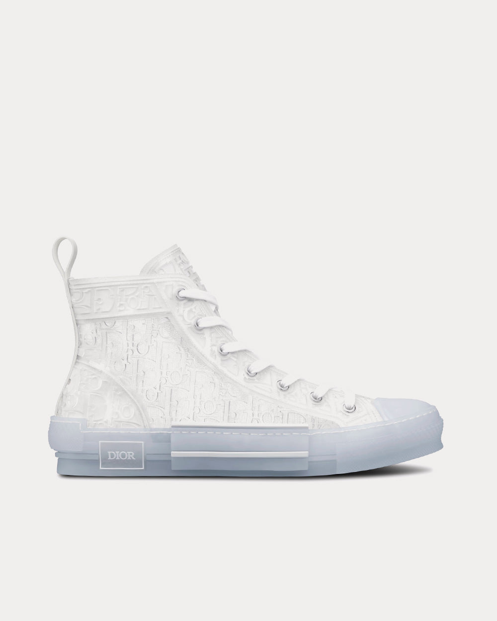 Men s B23 Transparent Canvas with White Raised Dior Oblique Motif High Top Sneakers