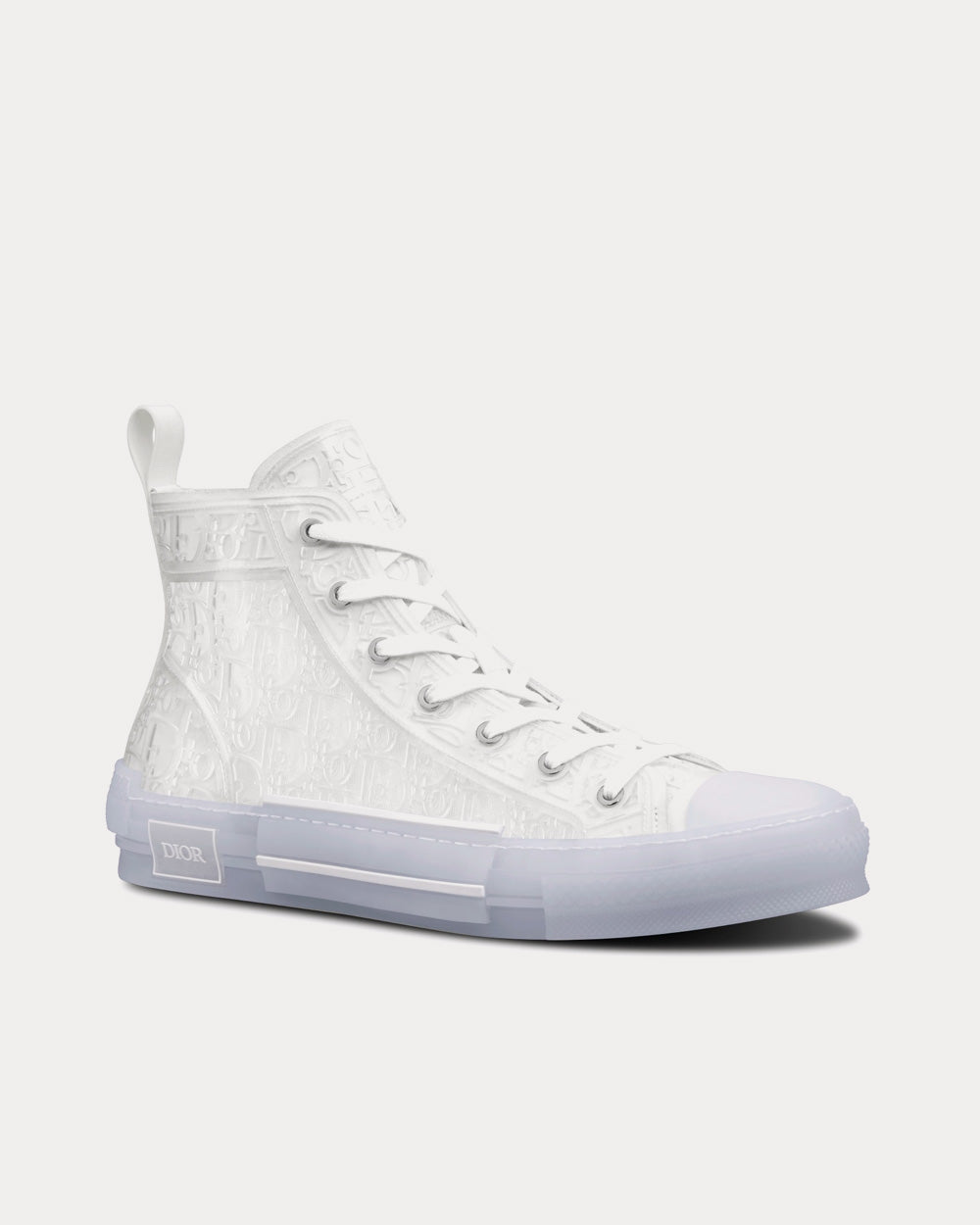 Dior B23 Transparent Canvas with White Raised Dior Oblique Motif High Top Sneakers - 3