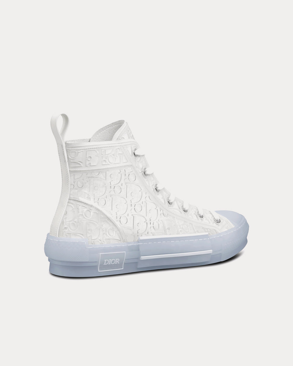 Dior B23 Transparent Canvas with White Raised Dior Oblique Motif High Top Sneakers - 4