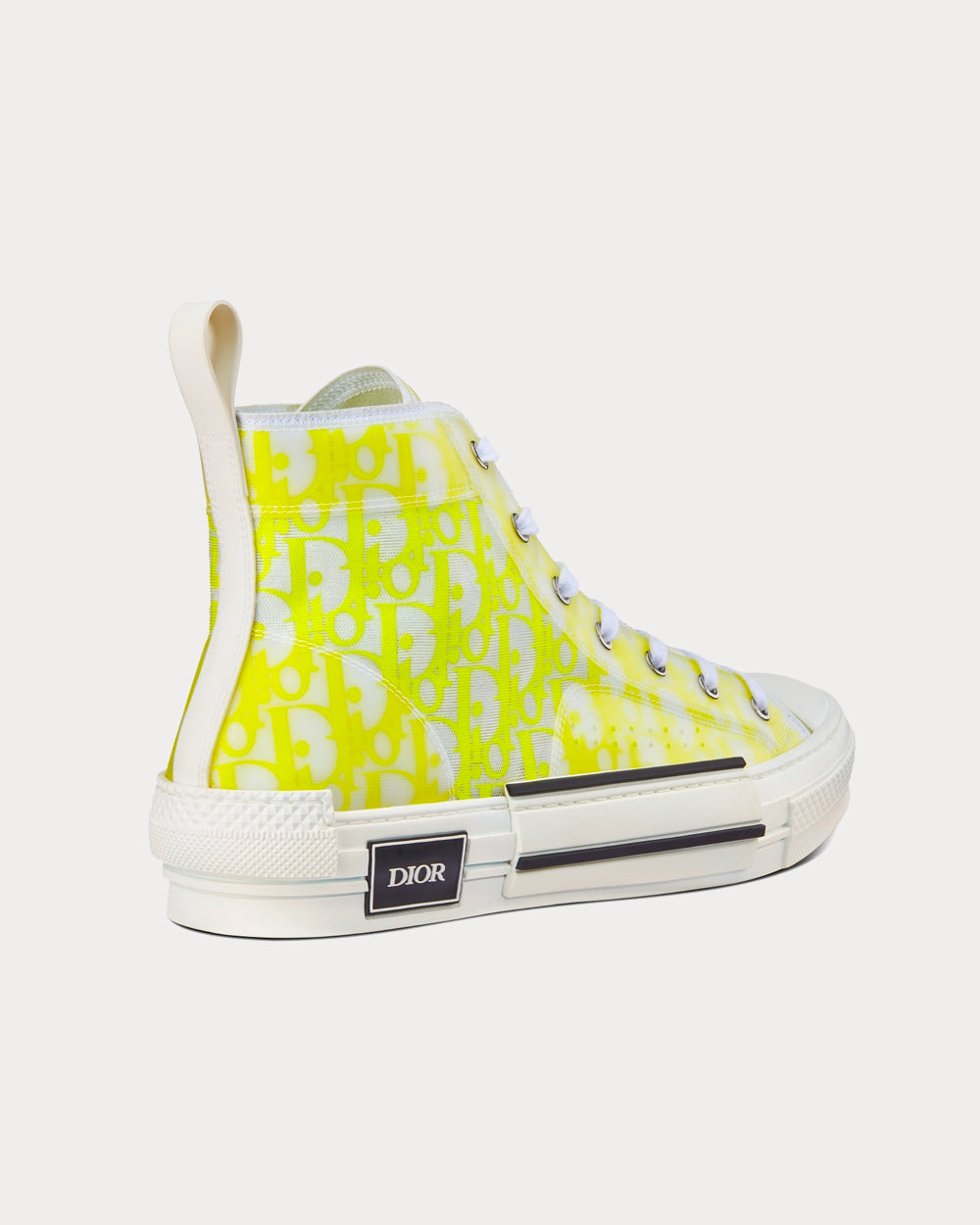 Dior B23 White and Yellow Dior Oblique Canvas High Top Sneakers - 3