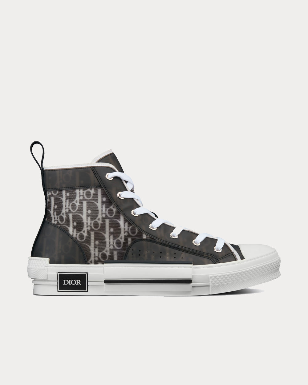 Dior B23 Black and White Dior Oblique Canvas High Top Sneakers - 1