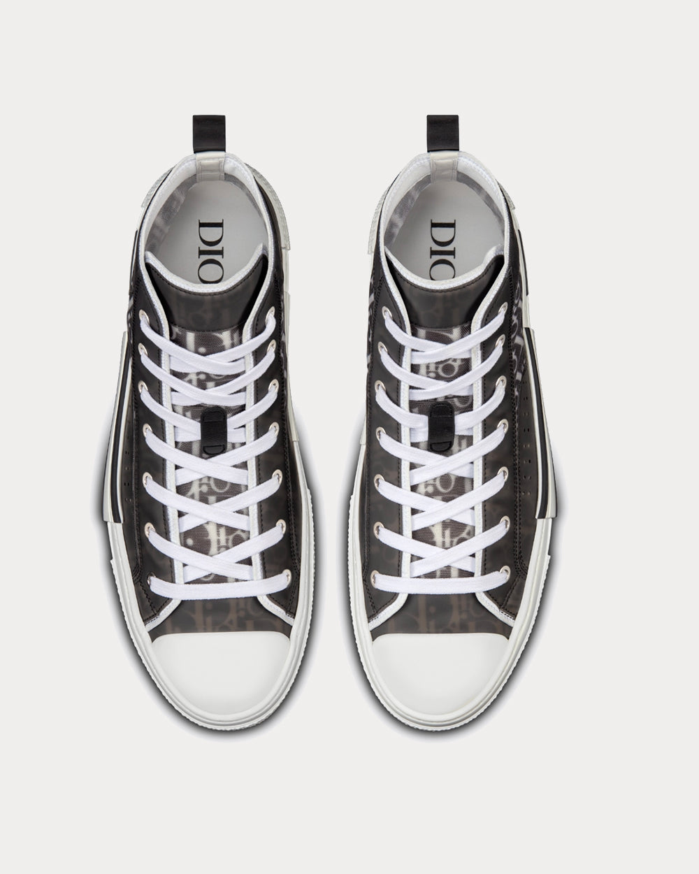 Dior B23 Black and White Dior Oblique Canvas High Top Sneakers - 3