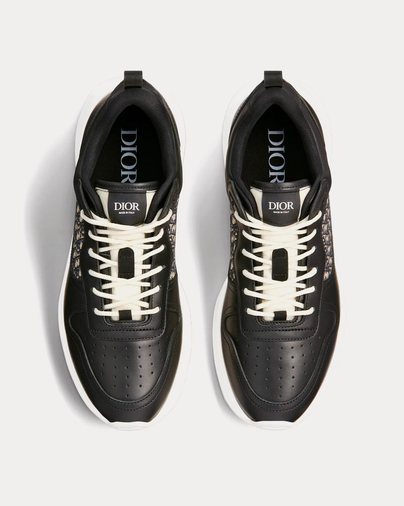 Dior B25 Black Smooth Calfskin and Beige and Black Dior Oblique Jacquard Low Top Sneakers - 2