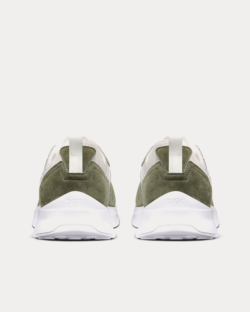 Dior B25 Runner Olive Suede and White Technical Mesh with Olive and White Dior Oblique Canvas Low Top Sneakers - 3