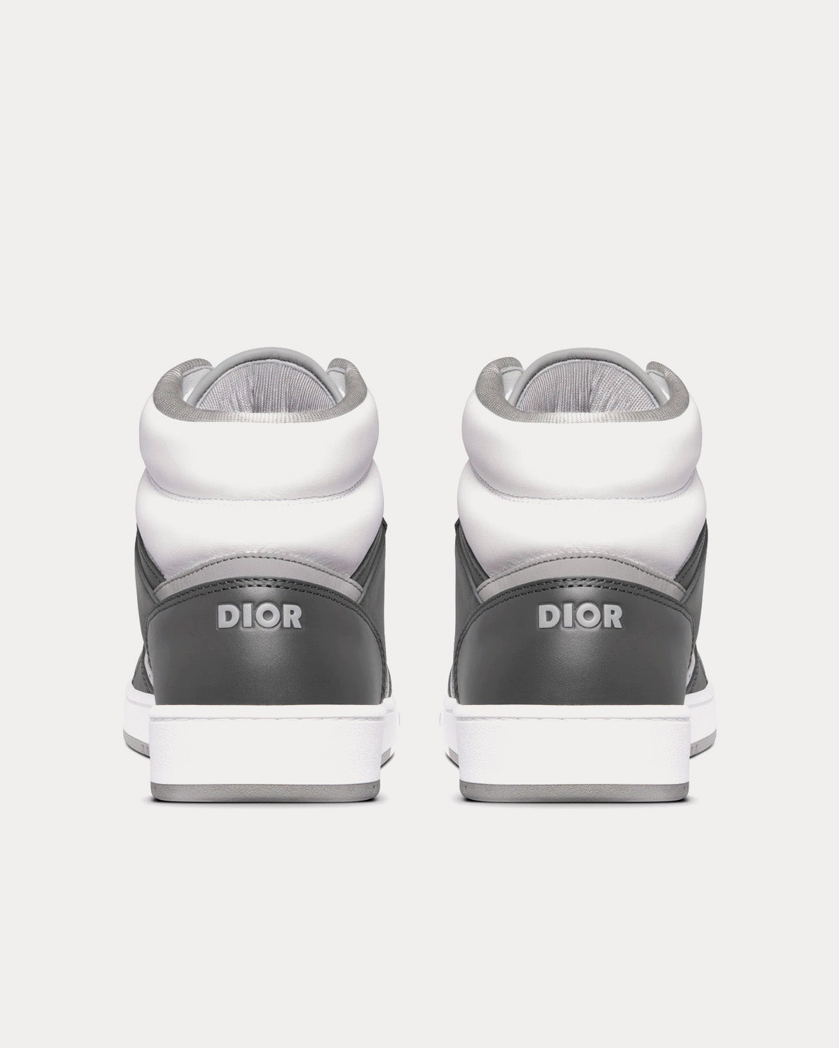 Dior B27 Anthracite Gray and White Smooth Calfskin with Dior Oblique Jacquard with Ruthenium-Tone Metallic Thread High Top Sneakers - 4