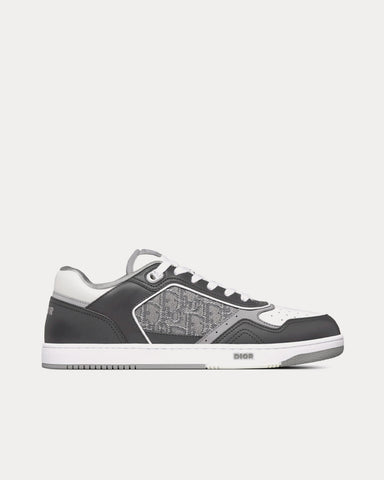 Dior B27 Anthracite Gray and White Smooth Calfskin with Dior Oblique Jacquard with Ruthenium-Tone Metallic Thread Low Top Sneakers