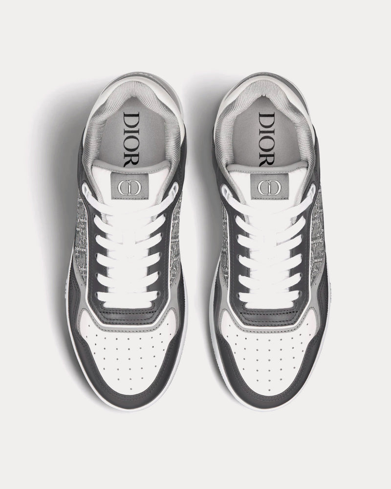 Dior B27 Anthracite Gray and White Smooth Calfskin with Dior Oblique Jacquard with Ruthenium-Tone Metallic Thread Low Top Sneakers - 2