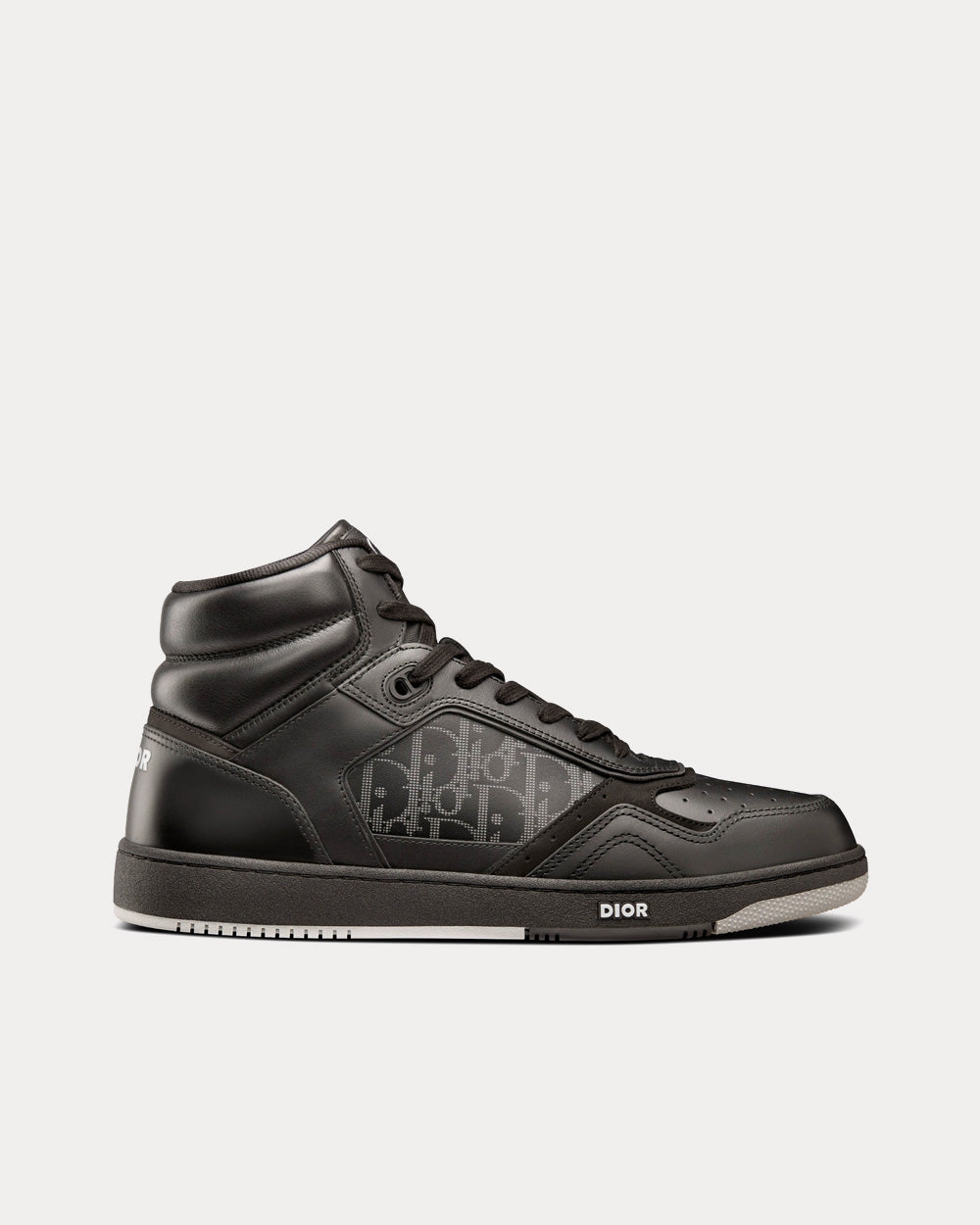 Dior B27 Black Dior Oblique Galaxy Leather with Smooth Calfskin and Suede High Top Sneakers - 1