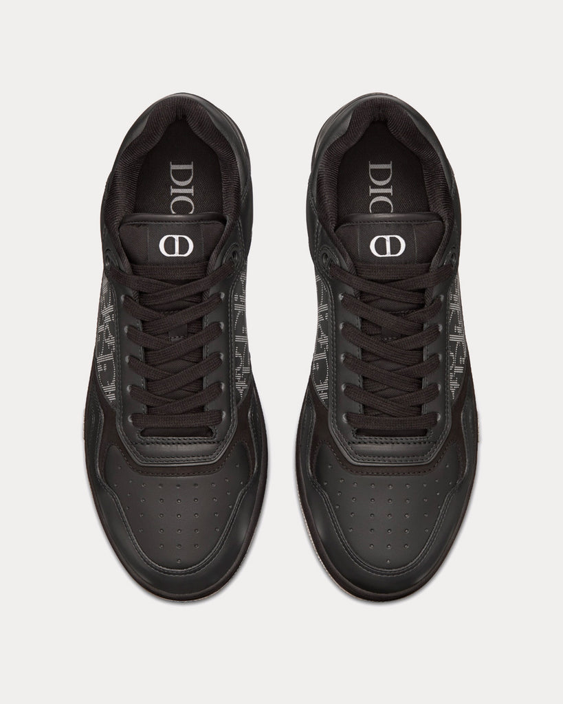B57 Mid-Top Sneaker Black and White Smooth Calfskin with Beige and Black  Dior Oblique Jacquard