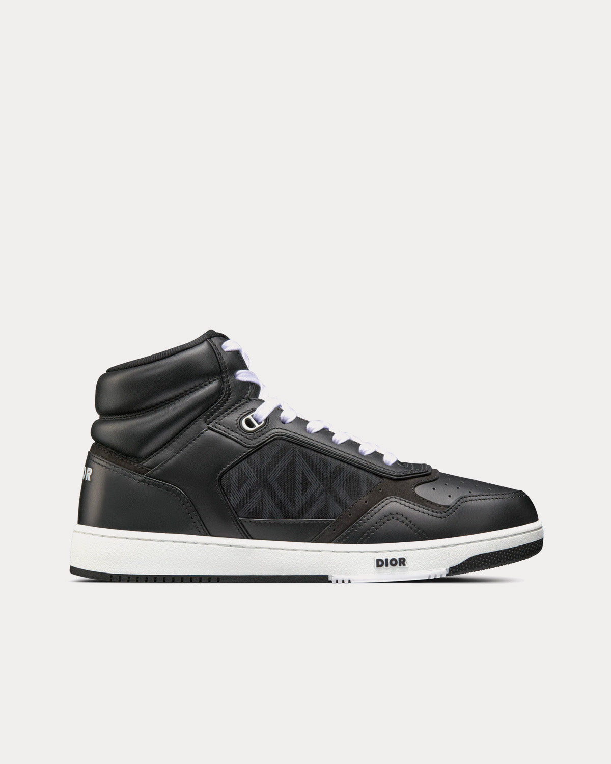 Dior B27 Black Smooth Calfskin and CD Diamond Canvas High Top Sneakers - 1