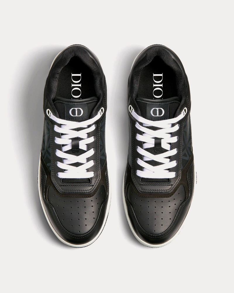 Dior B27 Black Smooth Calfskin and CD Diamond Canvas Low Top Sneakers - 2