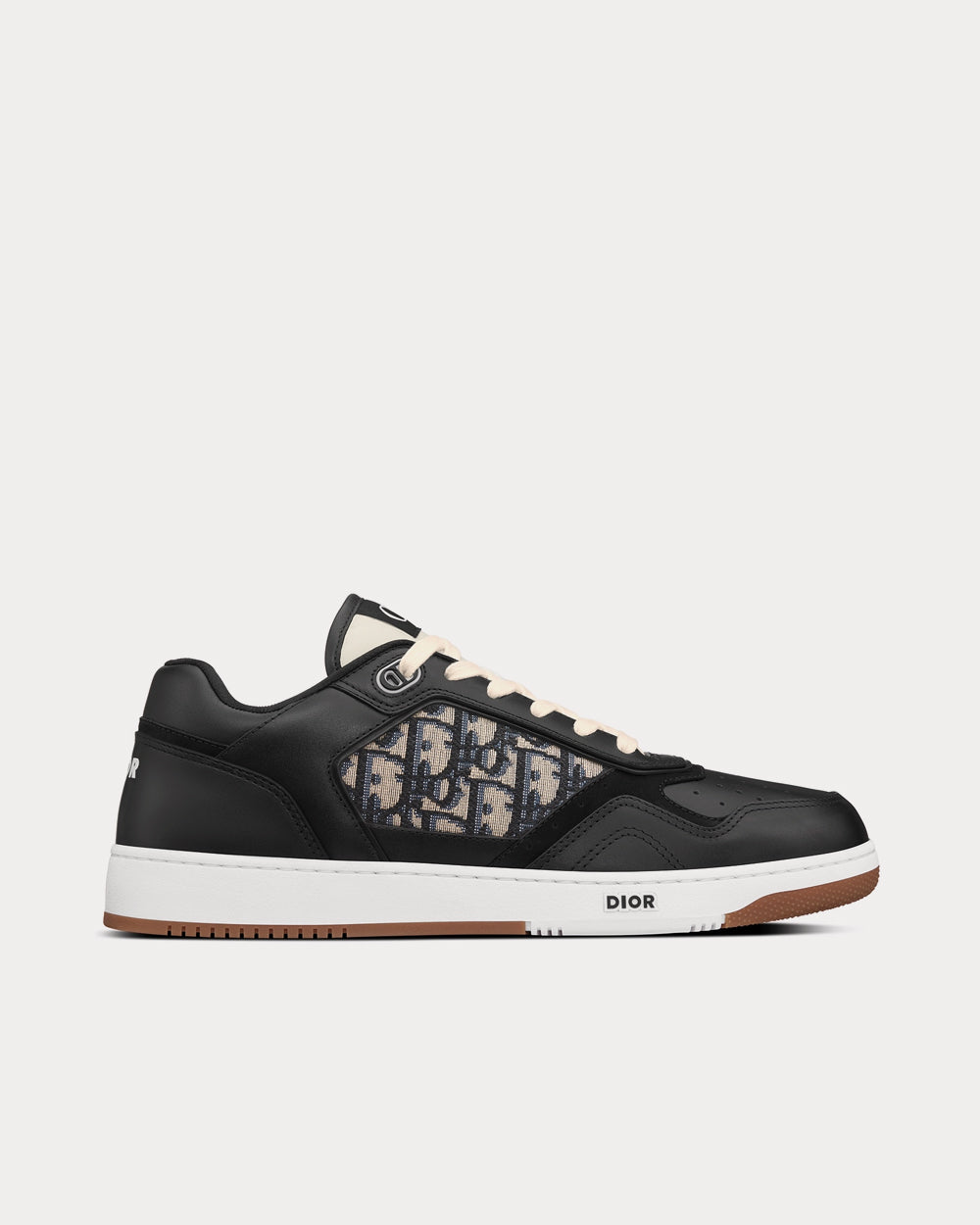 Dior B27 Black Smooth Calfskin with Beige and Black Dior Oblique Jacquard Low Top Sneakers - 1