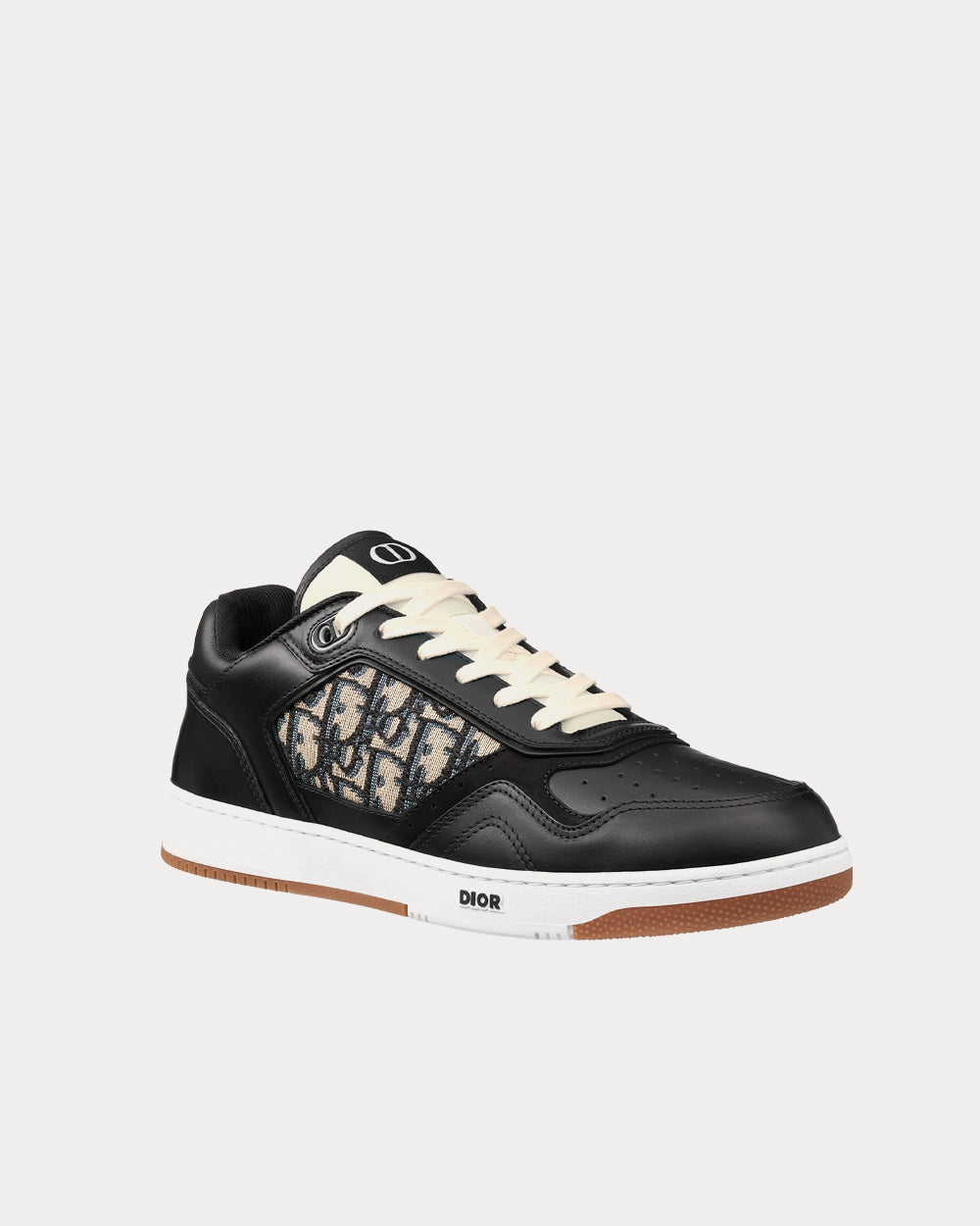 Dior B27 Black Smooth Calfskin with Beige and Black Dior Oblique Jacquard Low Top Sneakers - 3