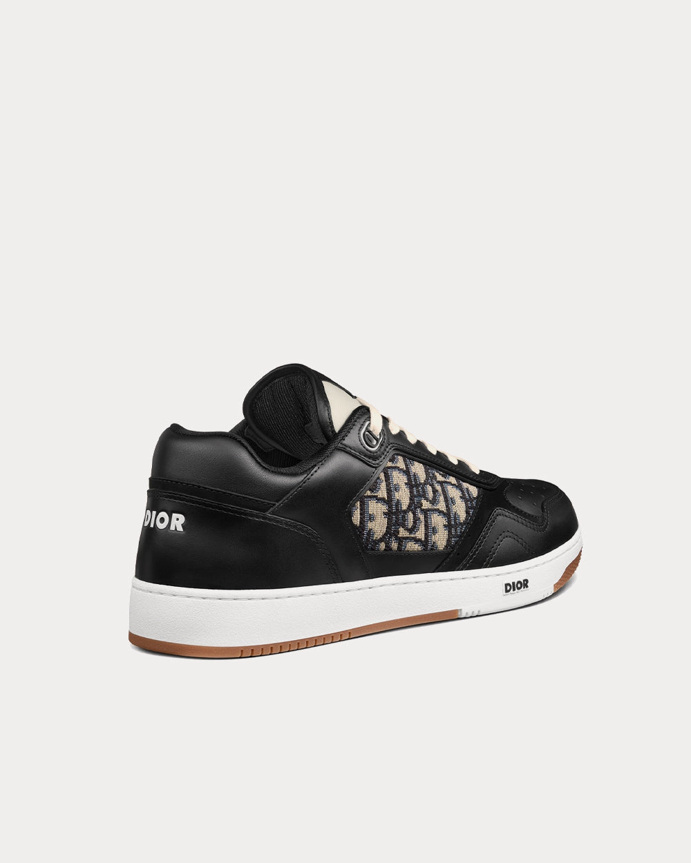 Dior B27 Black Smooth Calfskin with Beige and Black Dior Oblique Jacquard Low Top Sneakers - 4