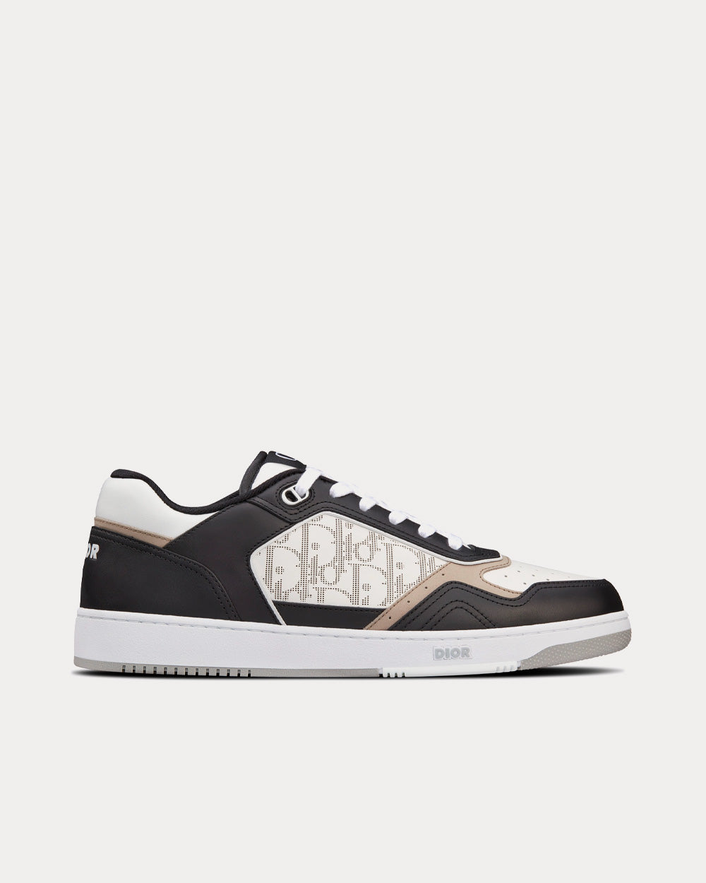 Dior B27 Black, White and Beige Smooth Calfskin with White Dior Oblique Galaxy Leather Low Top Sneakers - 1