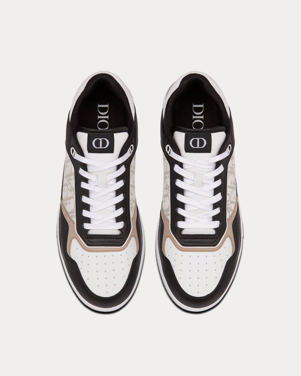 Dior B27 Black, White and Beige Smooth Calfskin with White Dior Oblique Galaxy Leather Low Top Sneakers - 2