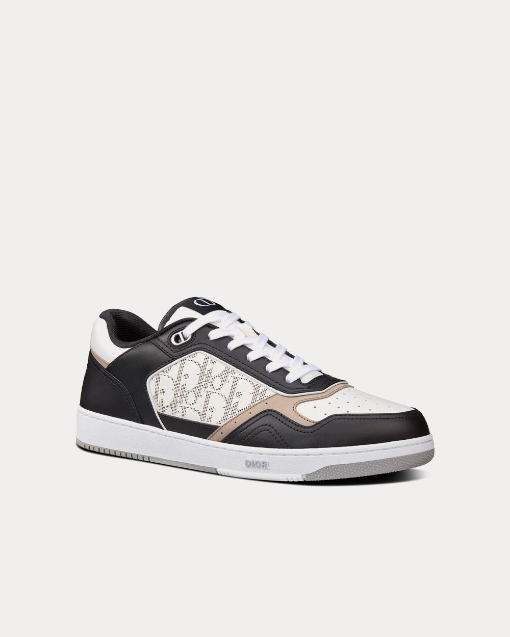 Dior B27 Black, White and Beige Smooth Calfskin with White Dior Oblique Galaxy Leather Low Top Sneakers - 3