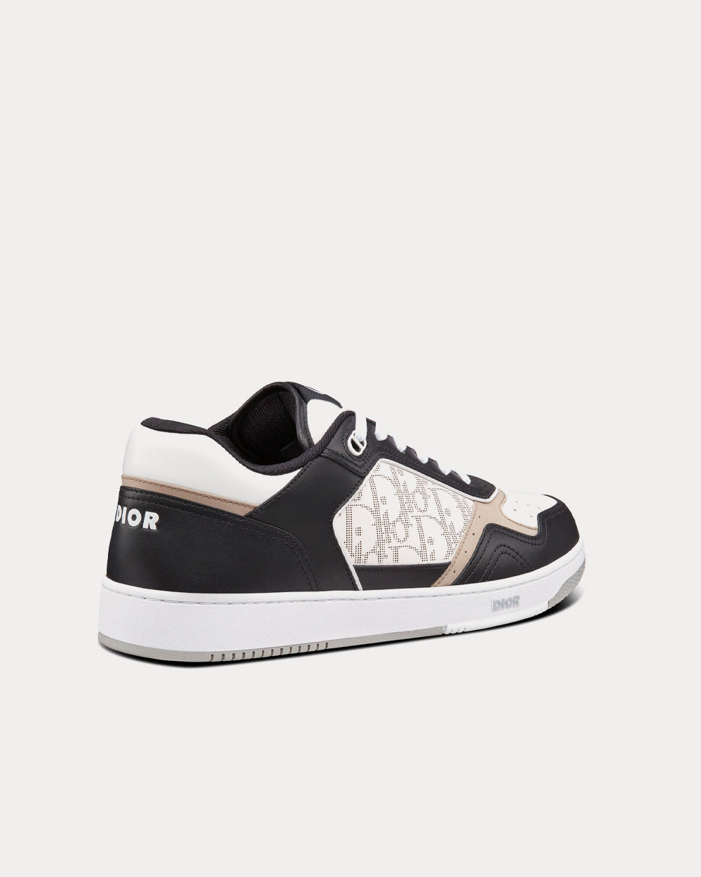 Dior B27 Black, White and Beige Smooth Calfskin with White Dior Oblique Galaxy Leather Low Top Sneakers - 4