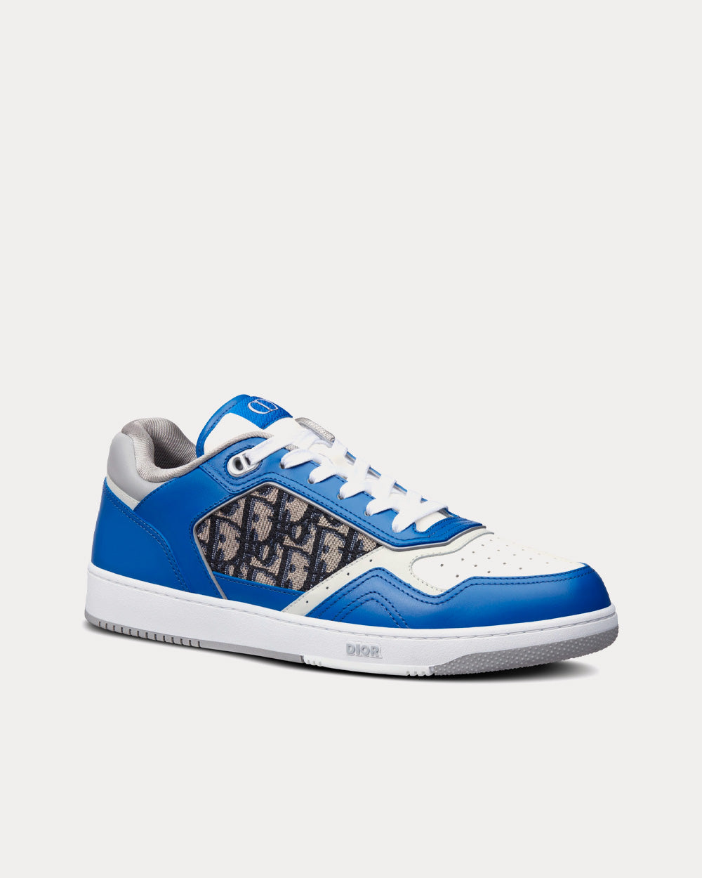 Dior B27 Blue, Gray and White Smooth Calfskin with Beige and Black Dior Oblique Jacquard Low Top Sneakers - 3