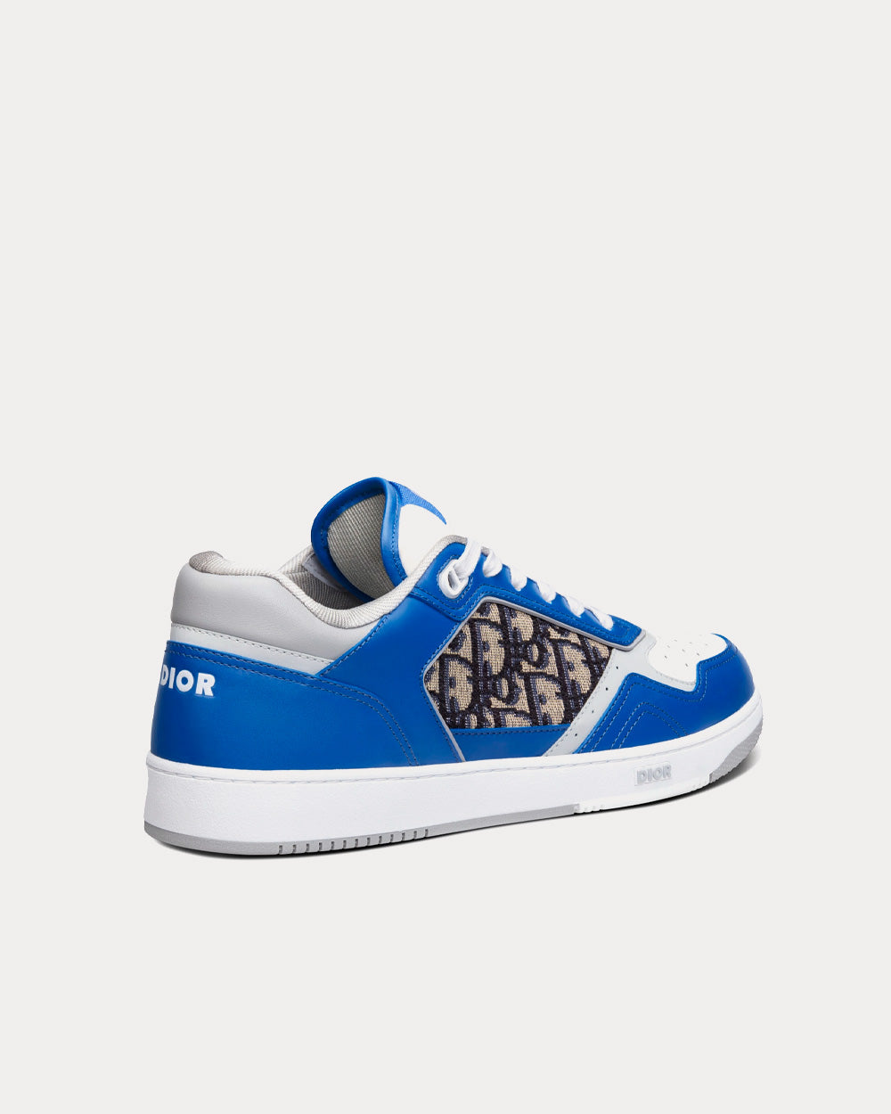 Dior B27 Blue, Gray and White Smooth Calfskin with Beige and Black Dior Oblique Jacquard Low Top Sneakers - 4