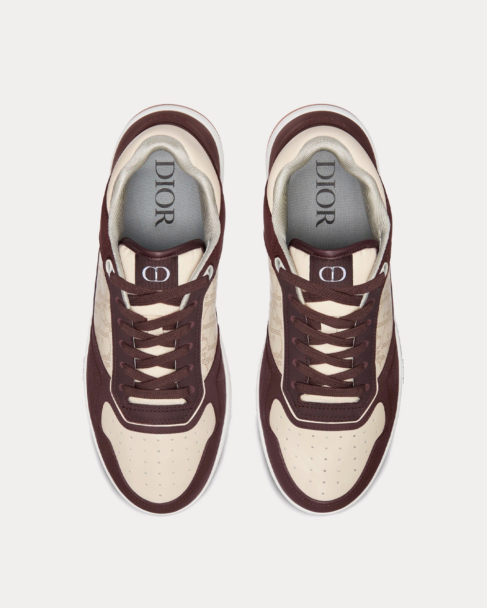 Dior B27 Brown Nubuck Calfskin and White Dior Oblique Galaxy Leather Low Top Sneakers - 2