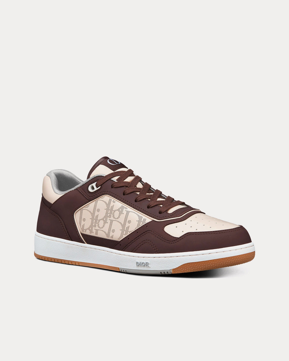 Dior B27 Brown Nubuck Calfskin and White Dior Oblique Galaxy Leather Low Top Sneakers - 3