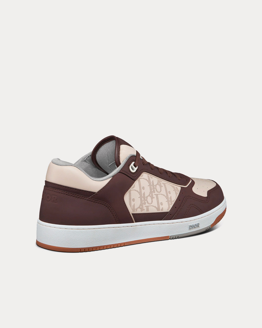 Dior B27 Brown Nubuck Calfskin and White Dior Oblique Galaxy Leather Low Top Sneakers - 4