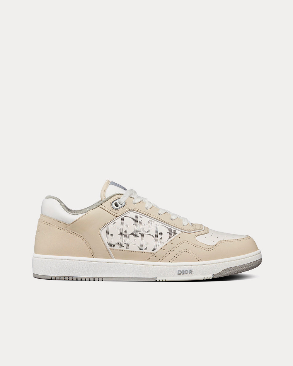 Dior B27 Cream Nubuck Calfskin and White Dior Oblique Galaxy Leather Low Top Sneakers - 1