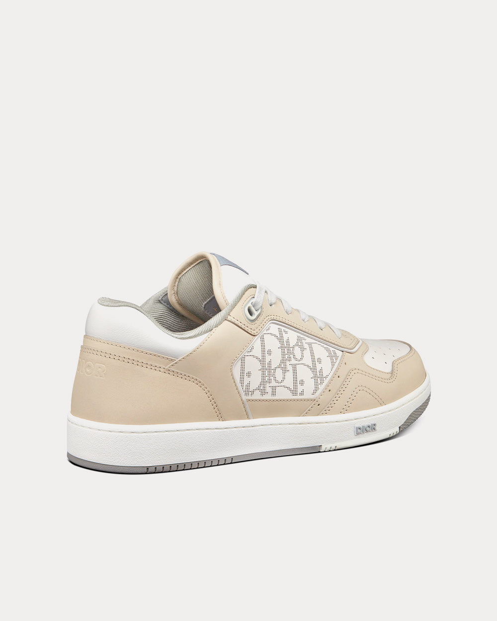 Dior B27 Cream Nubuck Calfskin and White Dior Oblique Galaxy Leather Low Top Sneakers - 4