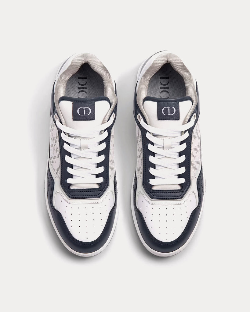 B57 Mid-Top Sneaker Navy Blue and White Smooth Calfskin with Beige and  Black Dior Oblique Jacquard