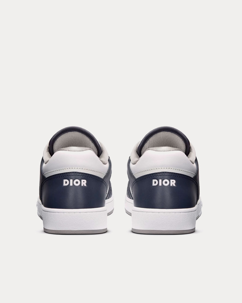 B57 Mid-Top Sneaker Navy Blue and White Smooth Calfskin with Beige and  Black Dior Oblique Jacquard