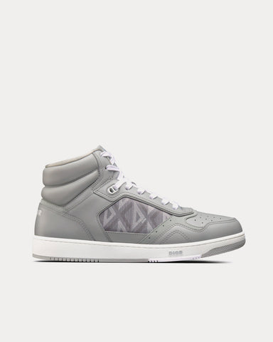 Dior B27 Dior Gray Smooth Calfskin and CD Diamond Canvas High Top Sneakers