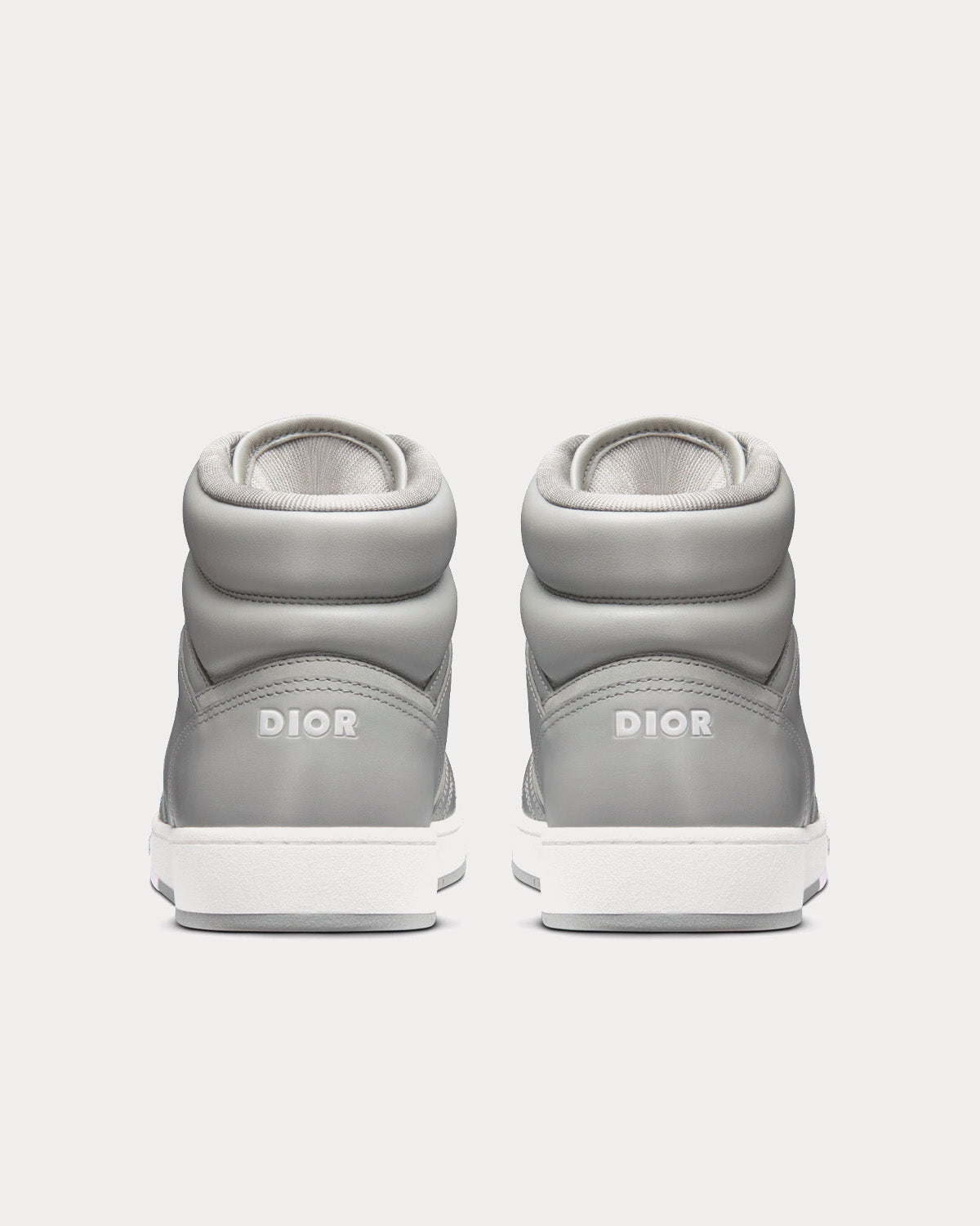 Dior B27 Dior Gray Smooth Calfskin and CD Diamond Canvas High Top Sneakers - 3