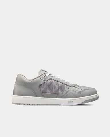 Dior B27 Dior Gray Smooth Calfskin and CD Diamond Canvas Low Top Sneakers