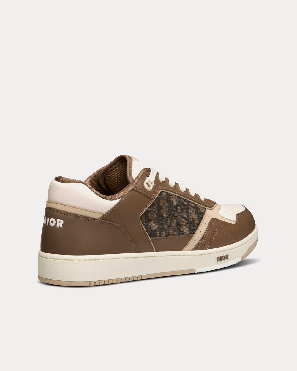 Dior B27 Ebony, Cream and White Smooth Calfskin with Ebony and Black Dior Oblique Jacquard Low Top Sneakers - 4