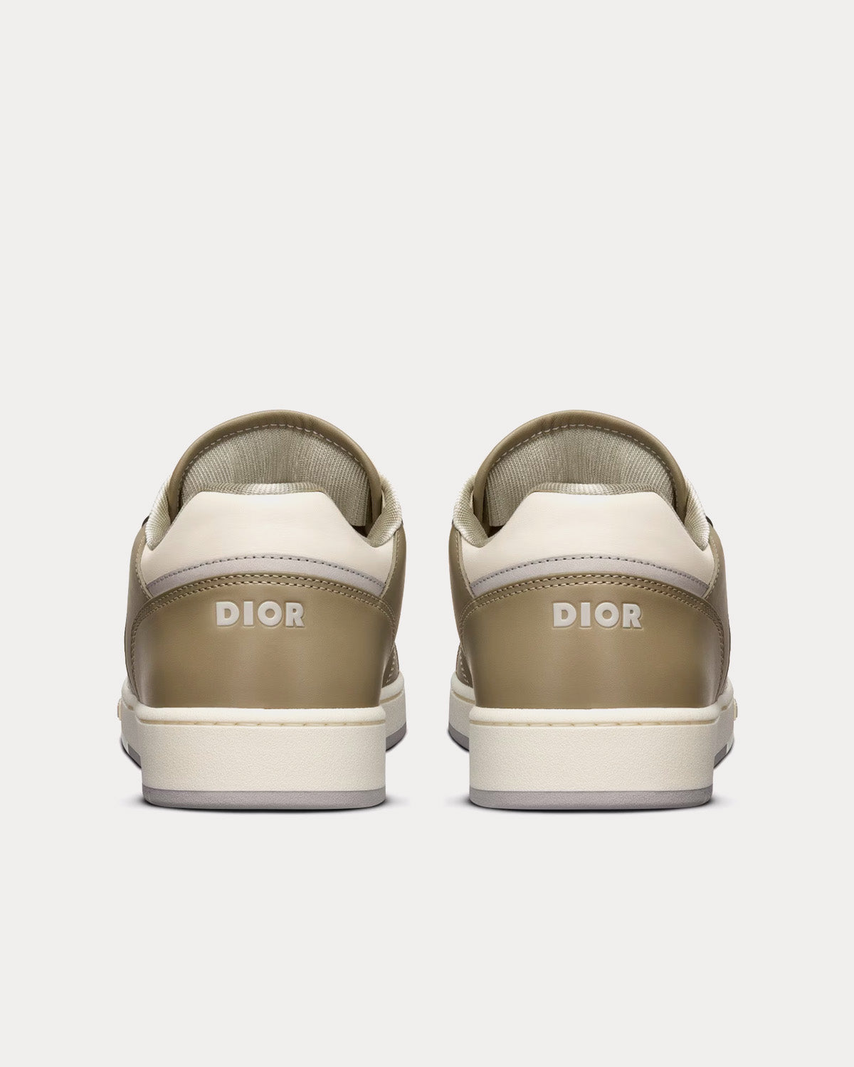 Dior B27 Khaki and Cream Smooth Calfskin with Cream Dior Oblique Galaxy Leather Low Top Sneakers - 4