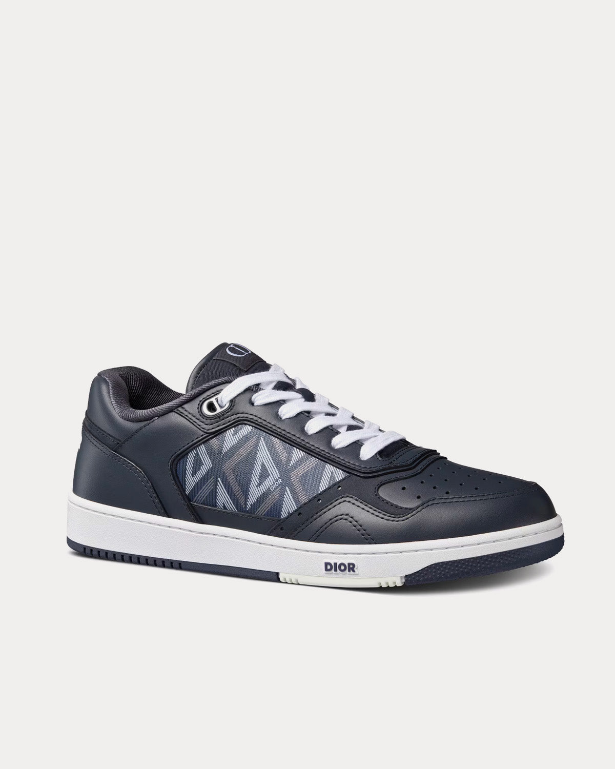 Dior B27 Navy Blue Smooth Calfskin and CD Diamond Canvas Low Top Sneakers - 4