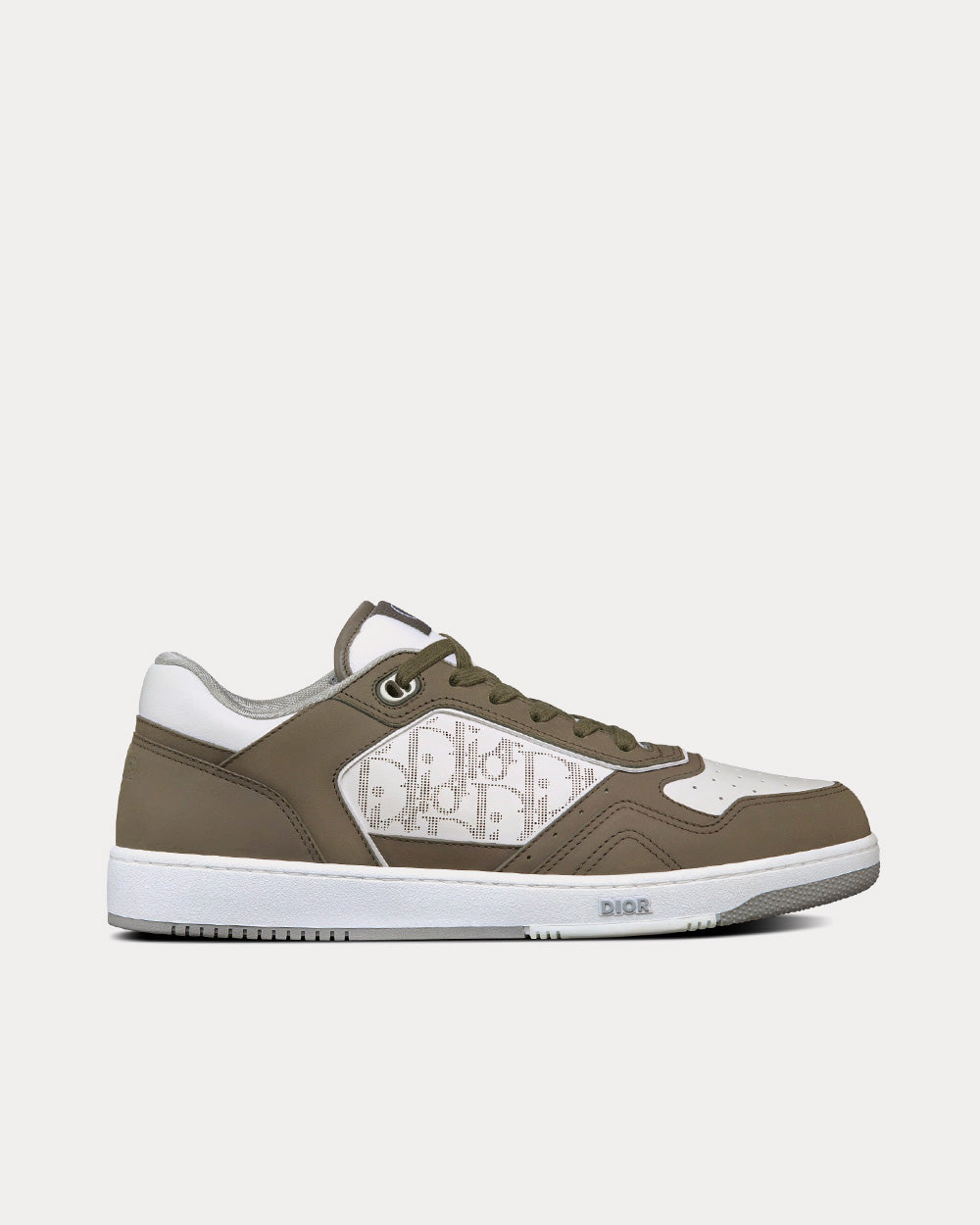 Dior B27 Olive Nubuck Calfskin with White Dior Oblique Galaxy Leather Low Top Sneakers - 1