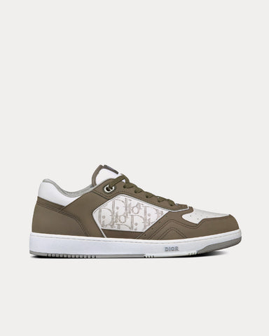 Dior B27 Olive Nubuck Calfskin with White Dior Oblique Galaxy Leather Low Top Sneakers