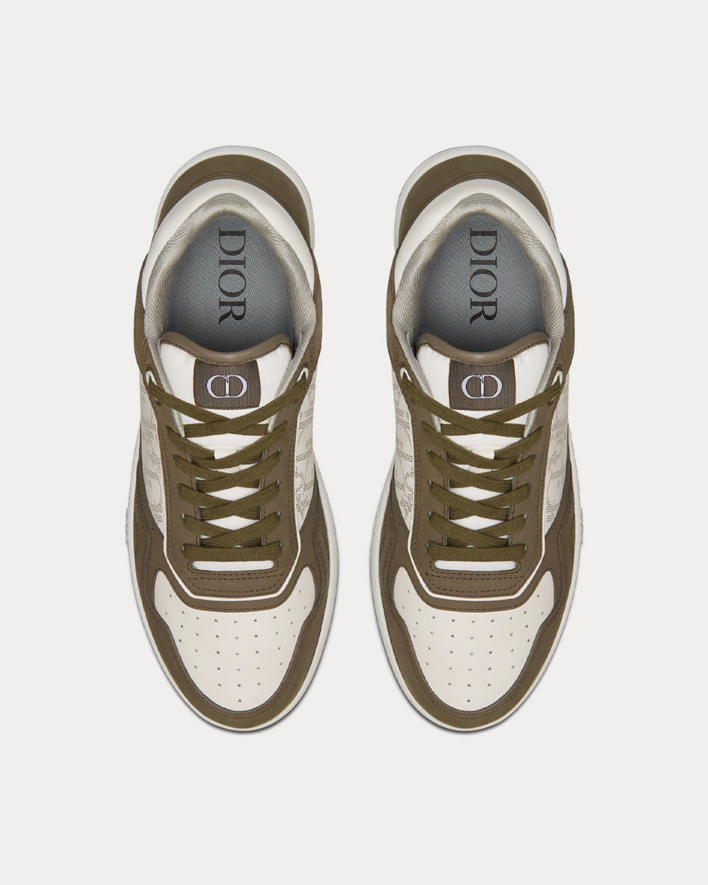 Dior B27 Olive Nubuck Calfskin with White Dior Oblique Galaxy Leather Low Top Sneakers - 2