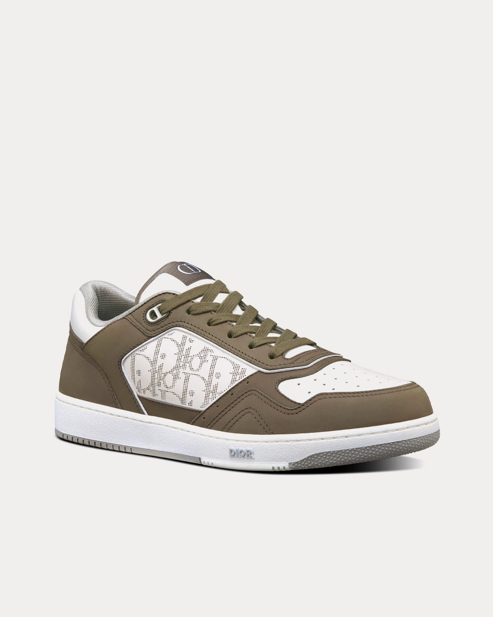 Dior B27 Olive Nubuck Calfskin with White Dior Oblique Galaxy Leather Low Top Sneakers - 3