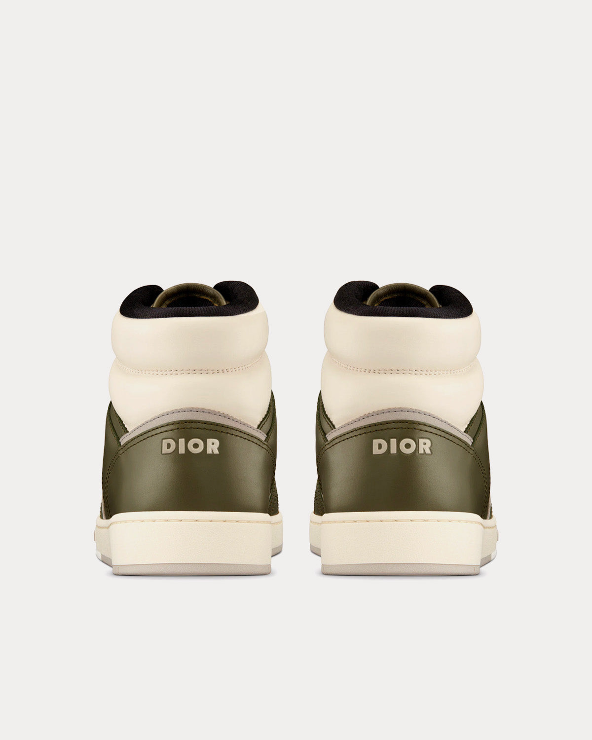 Dior B27 Olive and Cream Smooth Calfskin with Beige and Black Dior Oblique Jacquard High Top Sneakers - 5