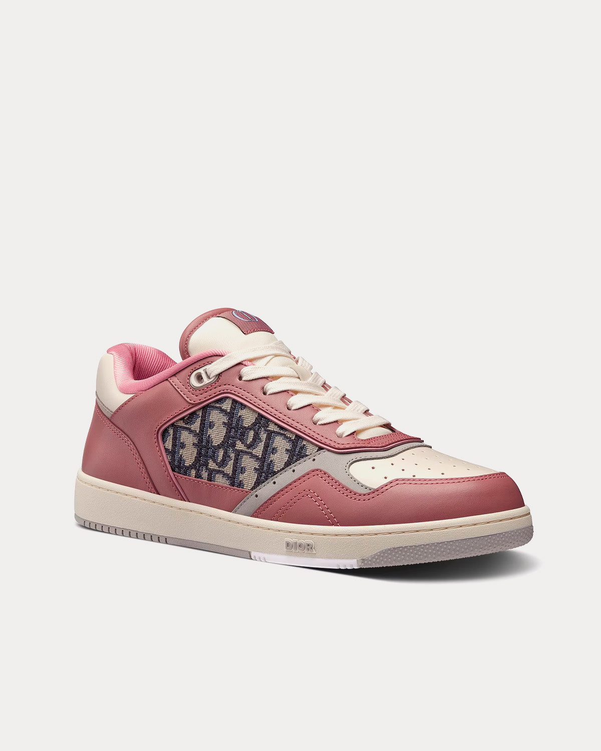 Dior B27 Smooth Calfskin with Dior Oblique Jacquard Pink / Cream Low Top Sneakers - 3