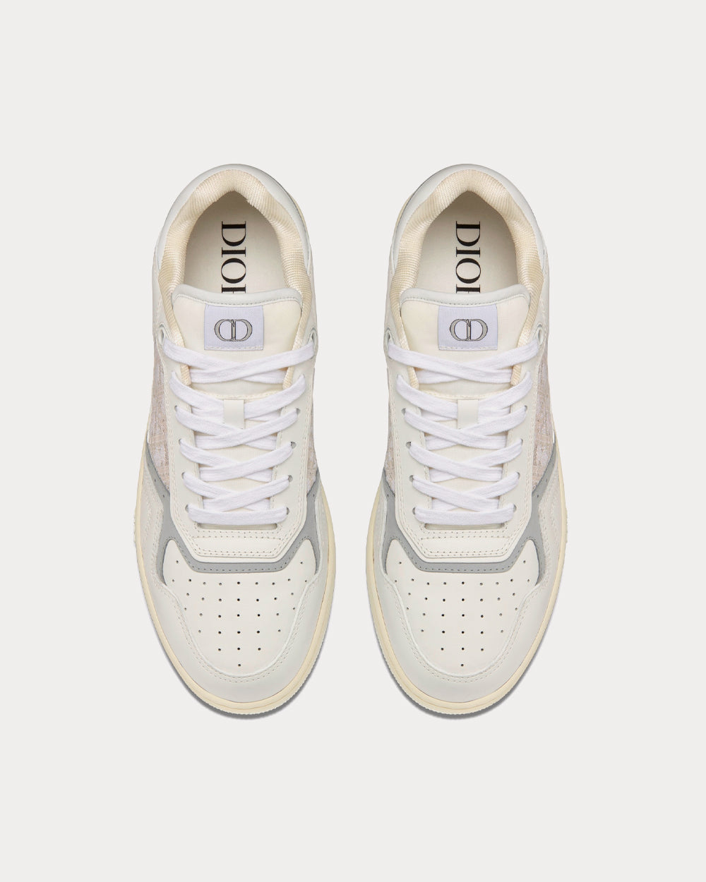 Dior B27 White Smooth Calfskin and Off-White Dior Oblique Jacquard Low Top Sneakers - 2