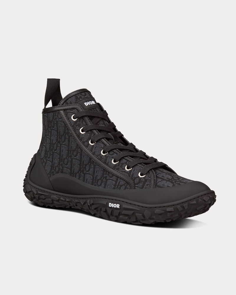 Dior B28 Black Dior Oblique Jacquard and Rubber High Top Sneakers - 2