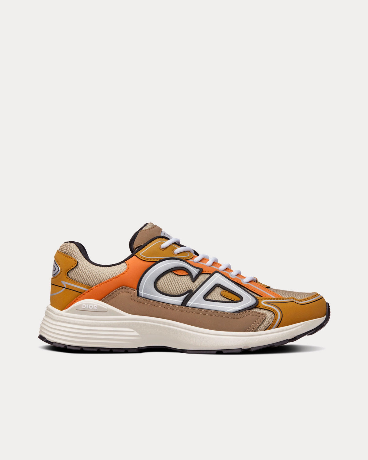 Dior B30 Cream Mesh with Orange and Brown Technical Fabric Low Top Sneakers Sneak in Peace