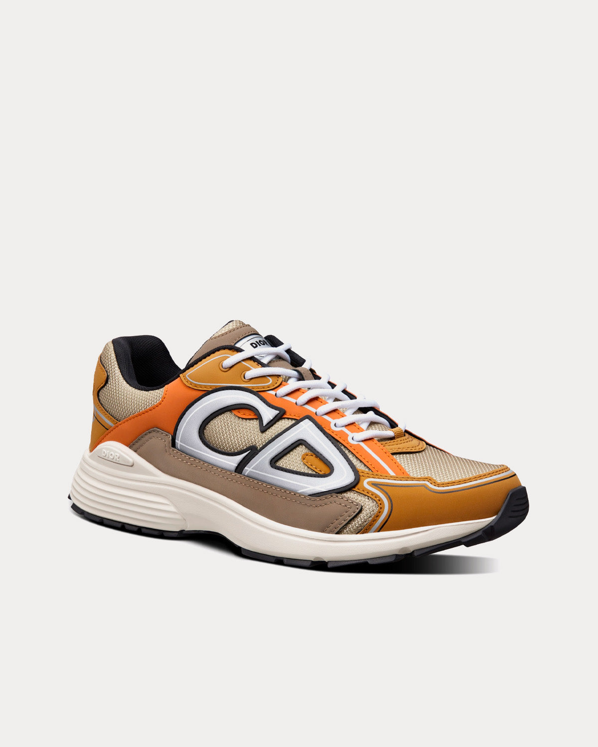 Dior B30 Cream Mesh with Orange and Brown Technical Fabric Low Top Sneakers - 3